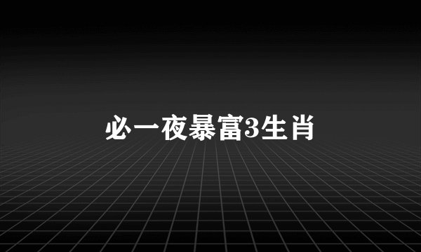 必一夜暴富3生肖