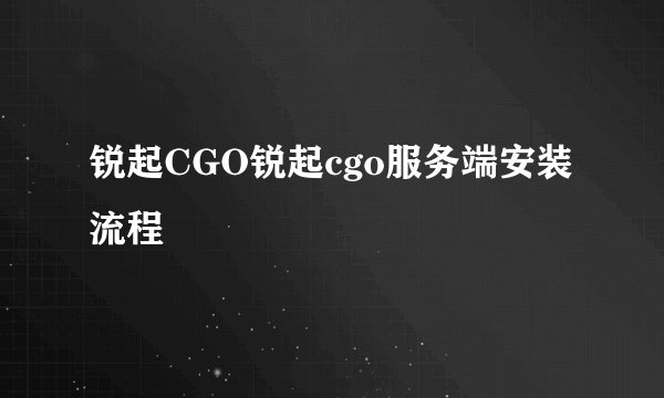 锐起CGO锐起cgo服务端安装流程