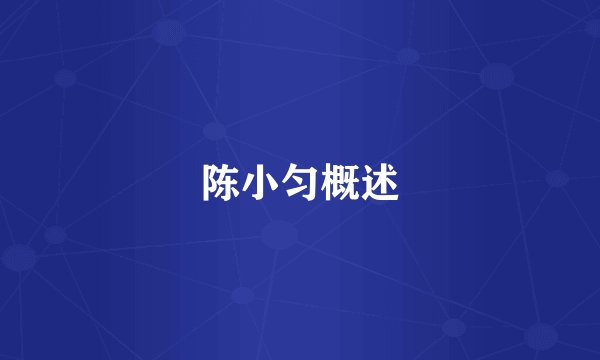 陈小匀概述