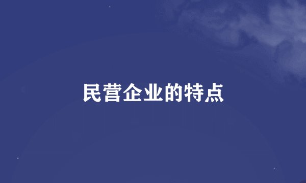 民营企业的特点