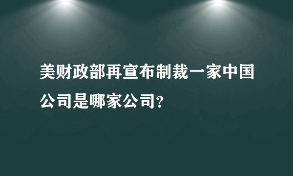 美财政部再宣布制裁一家中国公司是哪家公司？