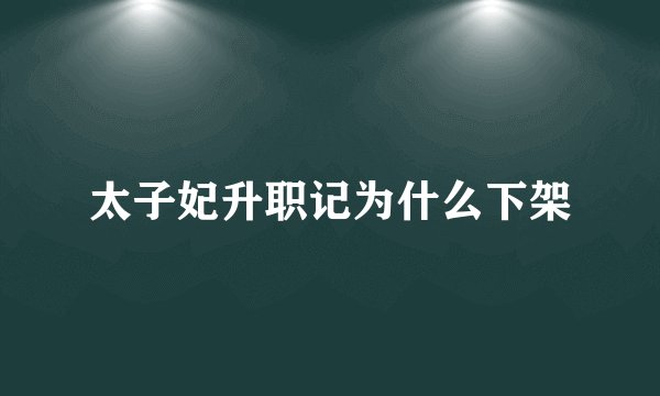 太子妃升职记为什么下架