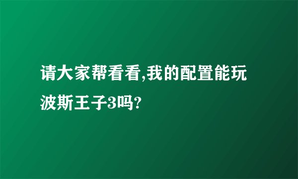 请大家帮看看,我的配置能玩波斯王子3吗?
