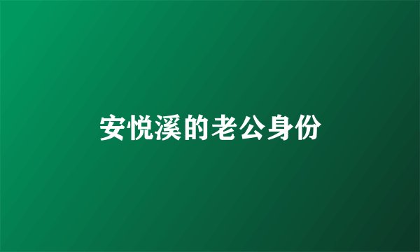 安悦溪的老公身份