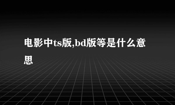 电影中ts版,bd版等是什么意思