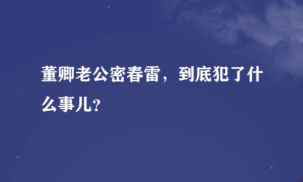 董卿老公密春雷，到底犯了什么事儿？