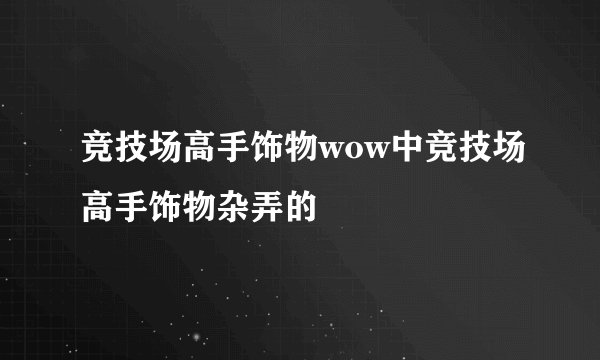 竞技场高手饰物wow中竞技场高手饰物杂弄的