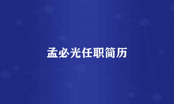 孟必光任职简历