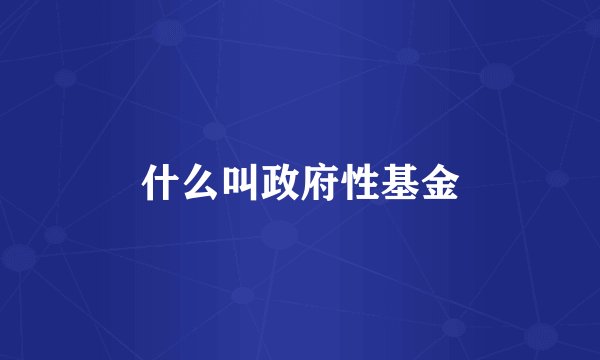 什么叫政府性基金
