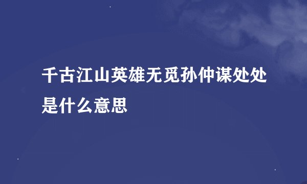 千古江山英雄无觅孙仲谋处处是什么意思