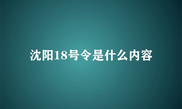 沈阳18号令是什么内容