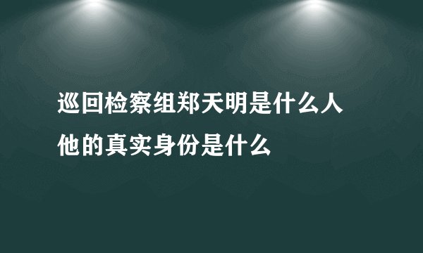 巡回检察组郑天明是什么人 他的真实身份是什么