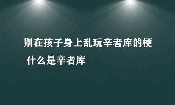 别在孩子身上乱玩辛者库的梗 什么是辛者库