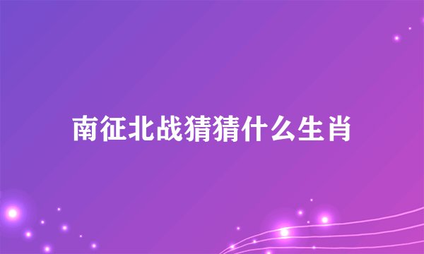 南征北战猜猜什么生肖