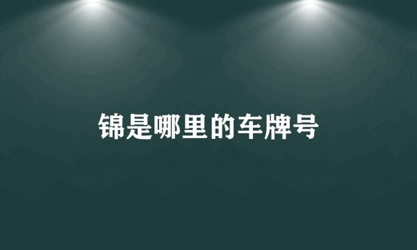 锦是哪里的车牌号