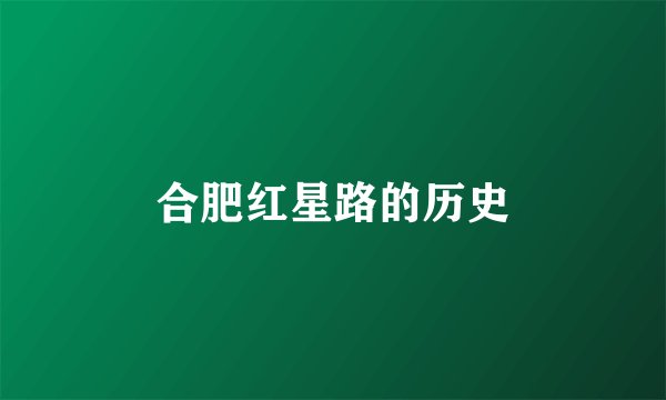 合肥红星路的历史