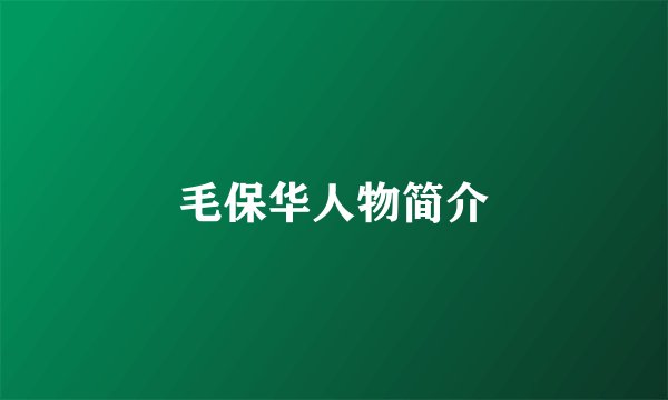 毛保华人物简介