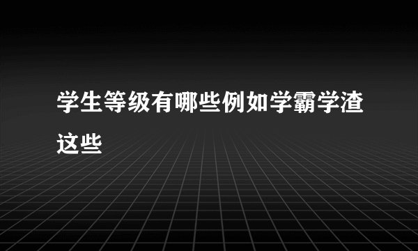 学生等级有哪些例如学霸学渣这些