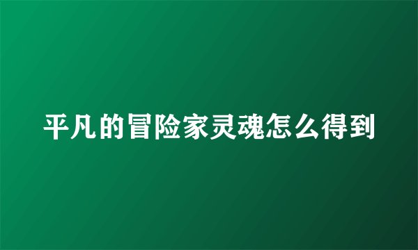 平凡的冒险家灵魂怎么得到