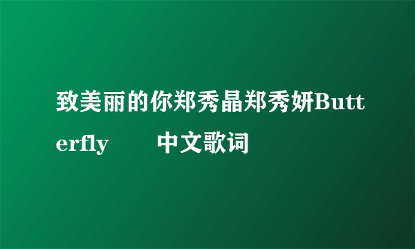 致美丽的你郑秀晶郑秀妍Butterfly  中文歌词