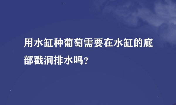 用水缸种葡萄需要在水缸的底部戳洞排水吗？