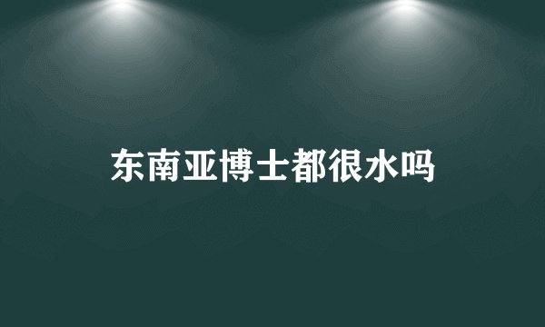 东南亚博士都很水吗