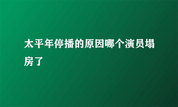 太平年停播的原因哪个演员塌房了