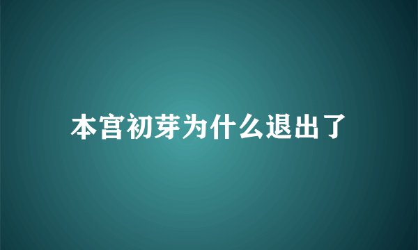 本宫初芽为什么退出了