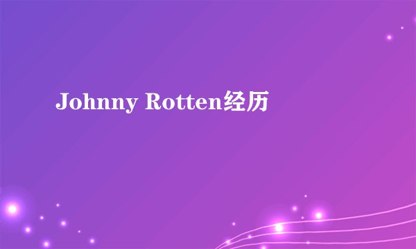 Johnny Rotten经历