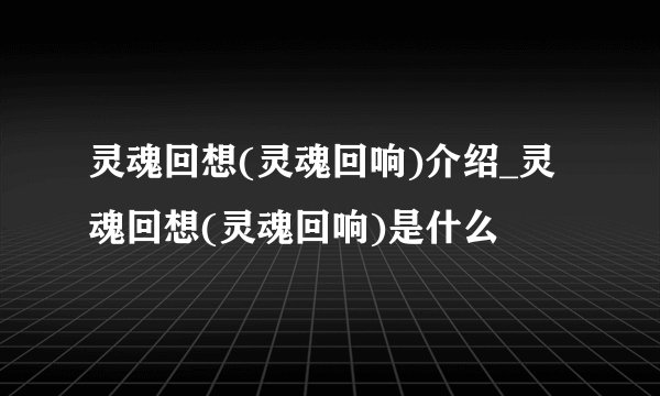 灵魂回想(灵魂回响)介绍_灵魂回想(灵魂回响)是什么