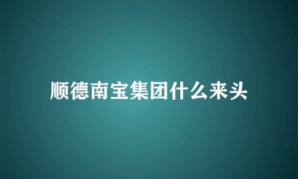 顺德南宝集团什么来头