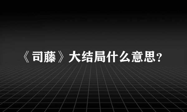 《司藤》大结局什么意思？