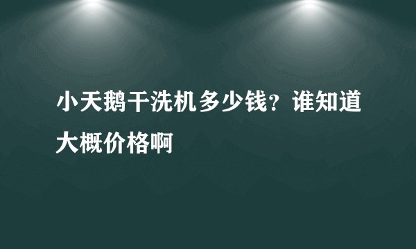 小天鹅干洗机多少钱？谁知道大概价格啊