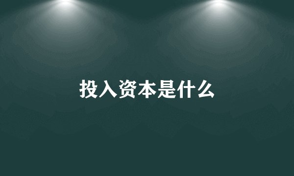 投入资本是什么