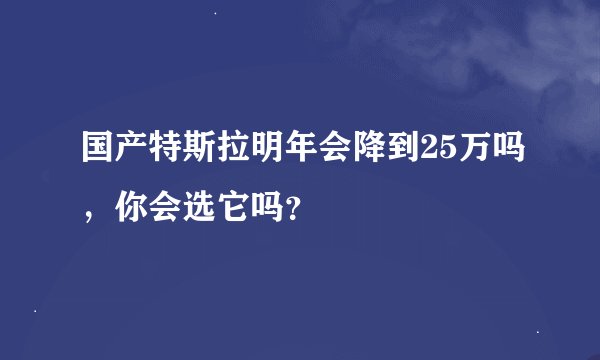 国产特斯拉明年会降到25万吗，你会选它吗？