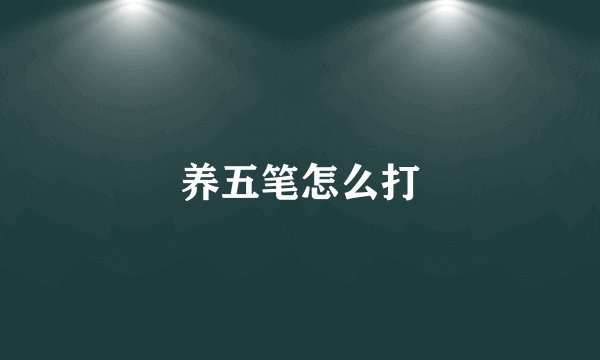 养五笔怎么打