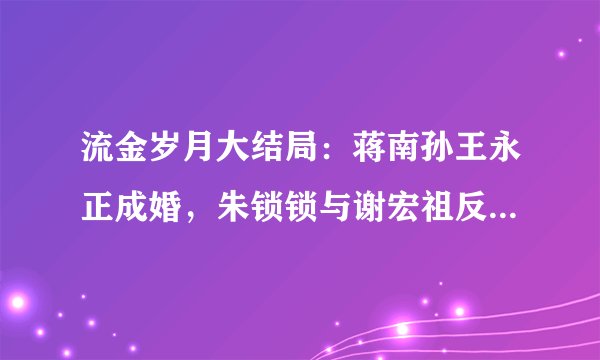 流金岁月大结局：蒋南孙王永正成婚，朱锁锁与谢宏祖反目后出国