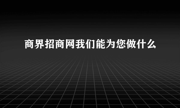 商界招商网我们能为您做什么