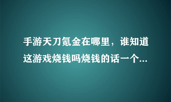 手游天刀氪金在哪里，谁知道这游戏烧钱吗烧钱的话一个月得花多少具体花在哪是装