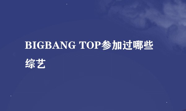 BIGBANG TOP参加过哪些综艺