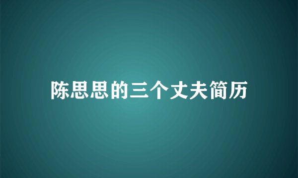 陈思思的三个丈夫简历