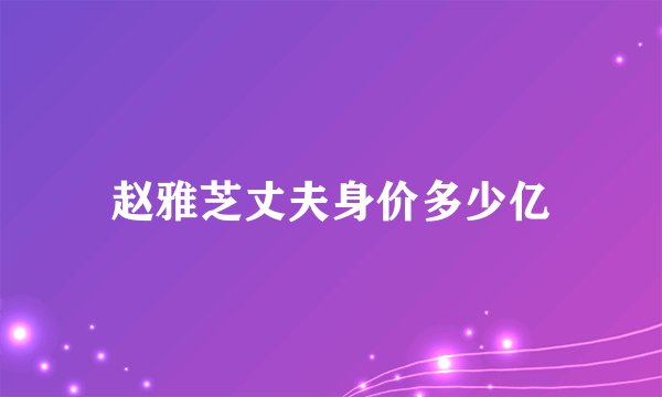 赵雅芝丈夫身价多少亿