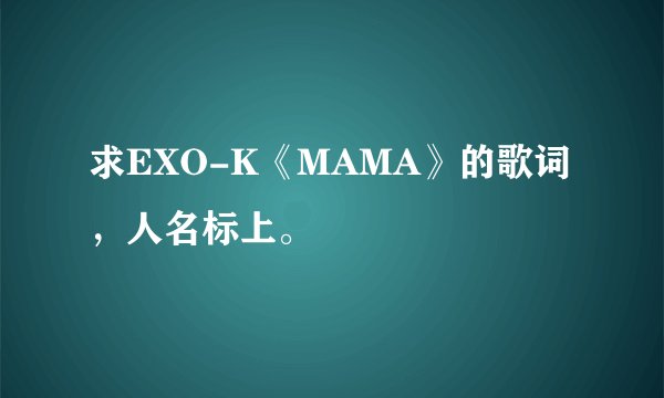 求EXO-K《MAMA》的歌词，人名标上。