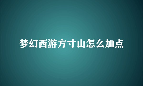 梦幻西游方寸山怎么加点