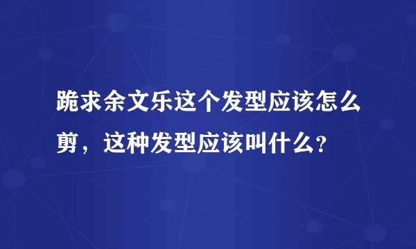 跪求余文乐这个发型应该怎么剪，这种发型应该叫什么？