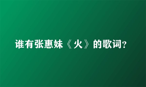 谁有张惠妹《火》的歌词？