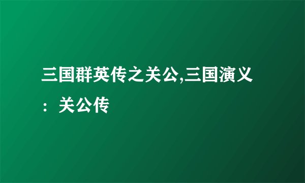 三国群英传之关公,三国演义：关公传