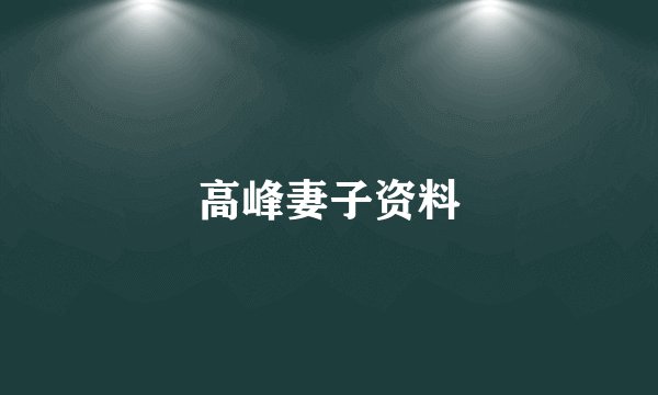 高峰妻子资料