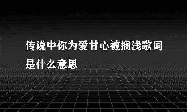传说中你为爱甘心被搁浅歌词是什么意思