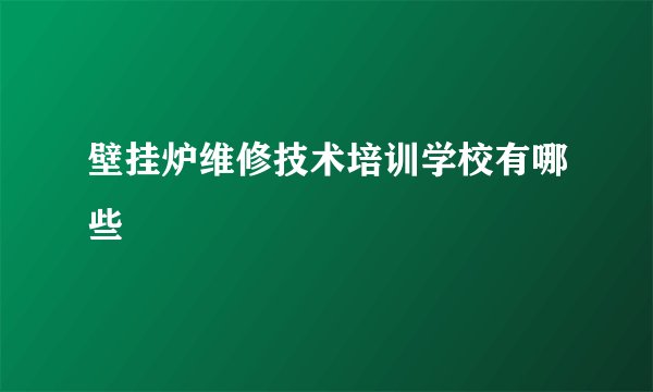 壁挂炉维修技术培训学校有哪些